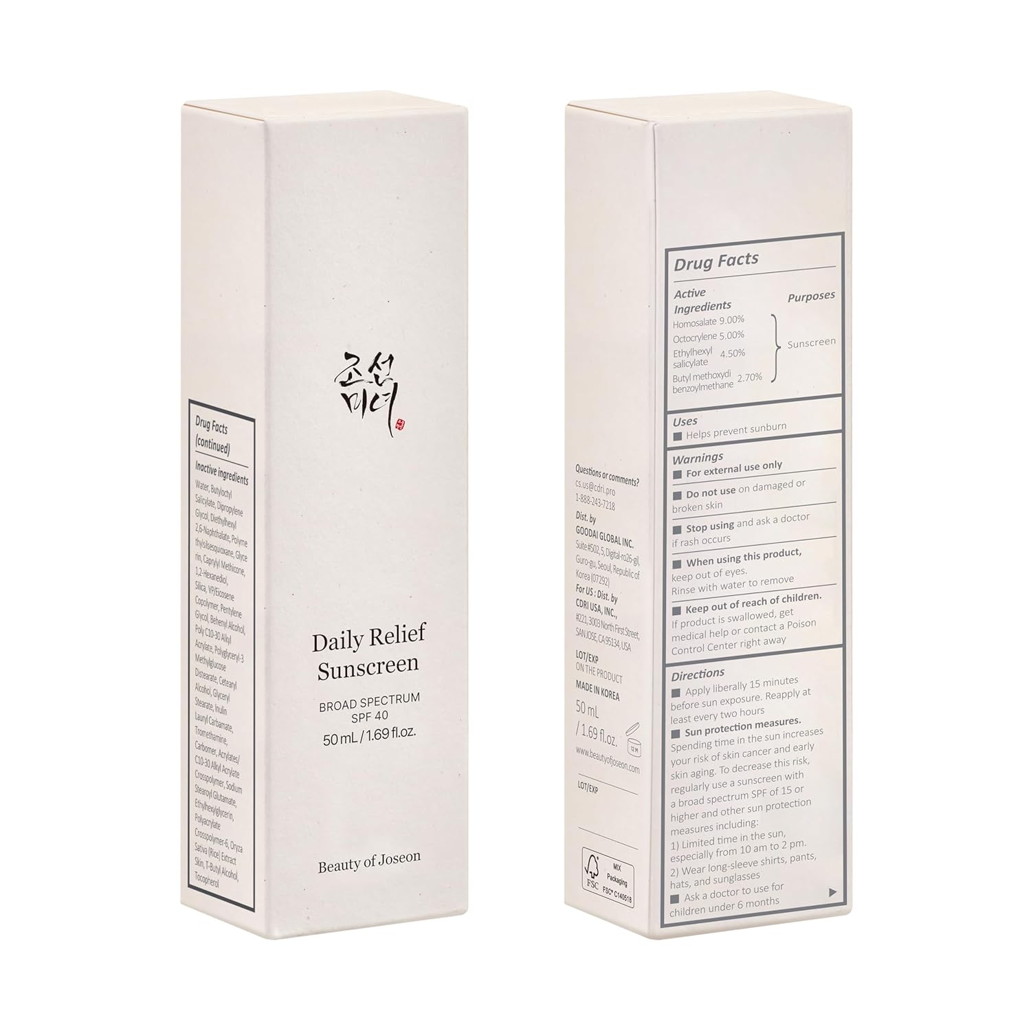 Beauty of Joseon Daily Relief Sunscreen SPF 40