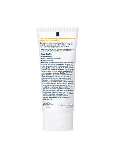Cerave Hydrating Mineral Sunscreen SPF 50 Face Lotion