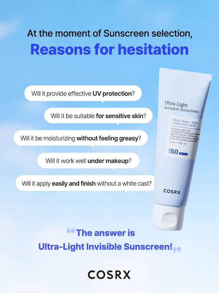 Cosrx Ultra-Light Invisible Sunscreen SPF50 PA++++