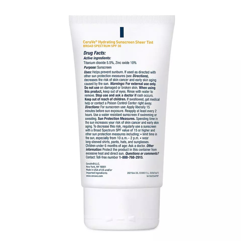 Cerave Hydrating Sunscreen SPF 30 Face Sheer Tint
